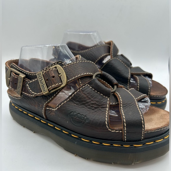 MIE Vintage Dr Martens Sandals Chunky Fisherman Platform Brown 90s Y2K 9067 RARE - Picture 5 of 14